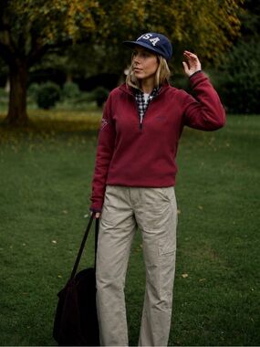 Musto ZP176 Half Zip Fleece Pullover Burgundy Women’s M Equestrian Outdoor